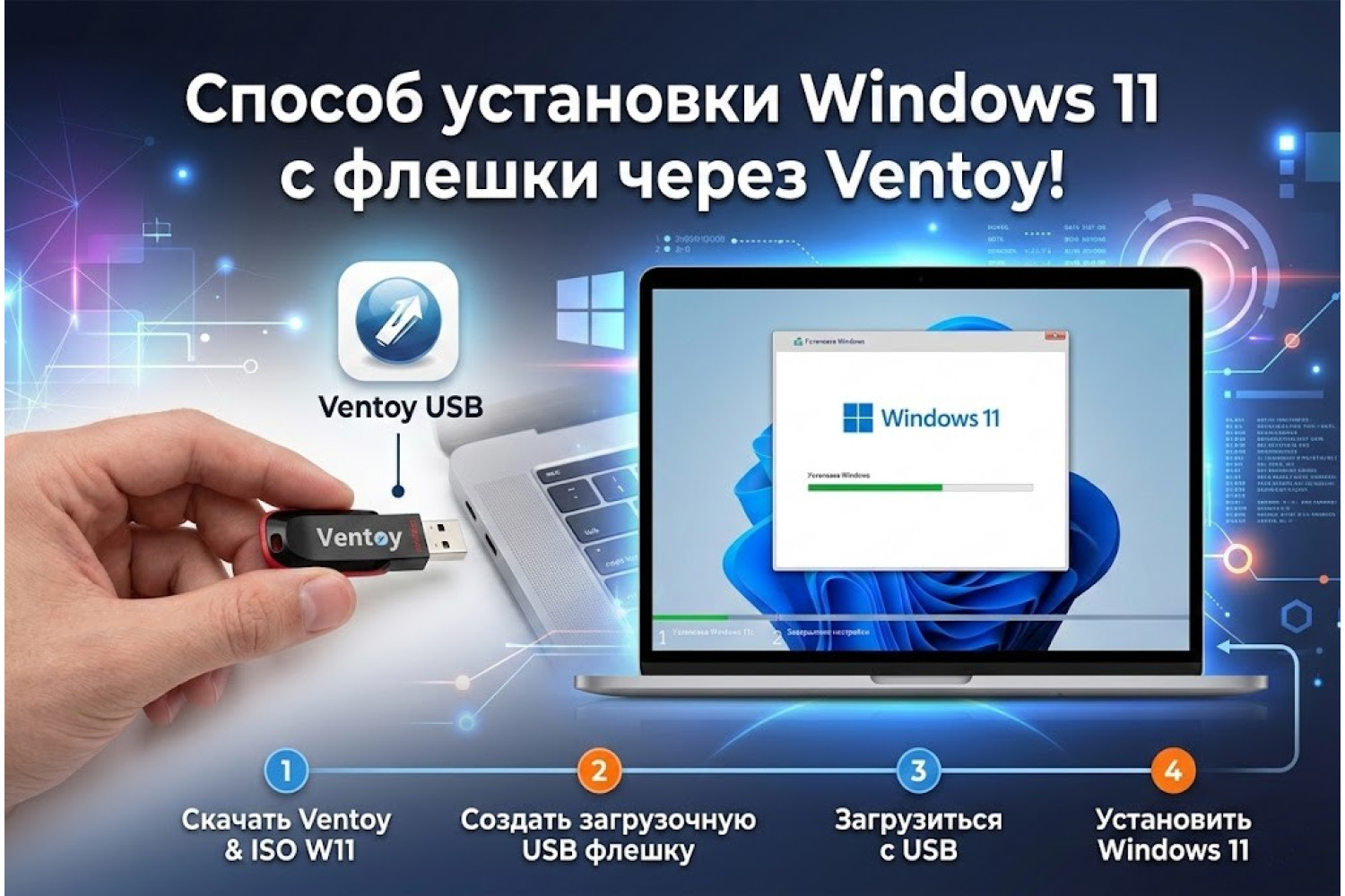 Способ установки Windows 11 с флешки через Ventoy!